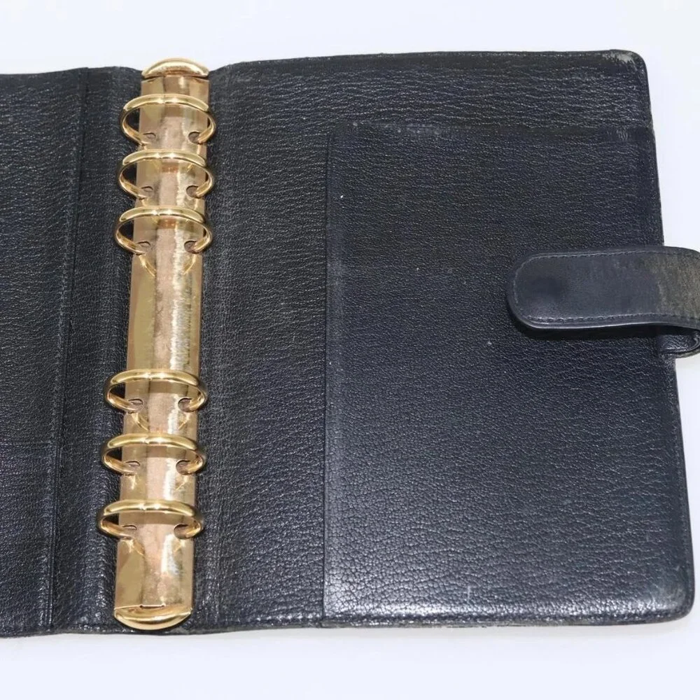 LOUIS VUITTON Nomad Agenda MM Day Planner Cover Black R20478 LV Auth 142704